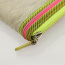 CHANEL Long Wallet Nylon Yellow CC Auth 124771-17