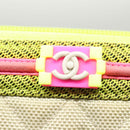 CHANEL Long Wallet Nylon Yellow CC Auth 124771-8