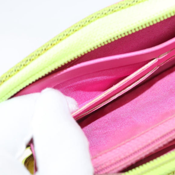 CHANEL Long Wallet Nylon Yellow CC Auth 124771