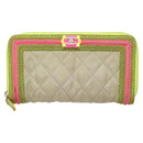 CHANEL Long Wallet Nylon Yellow CC Auth 124771-13