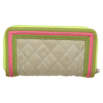 CHANEL Long Wallet Nylon Yellow CC Auth 124771 - 0