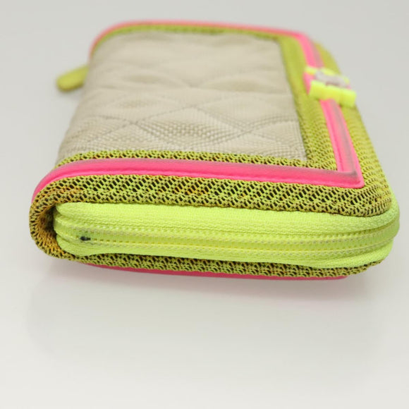 CHANEL Long Wallet Nylon Yellow CC Auth 124771
