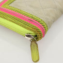 CHANEL Long Wallet Nylon Yellow CC Auth 124771-14