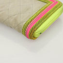 CHANEL Long Wallet Nylon Yellow CC Auth 124771-15