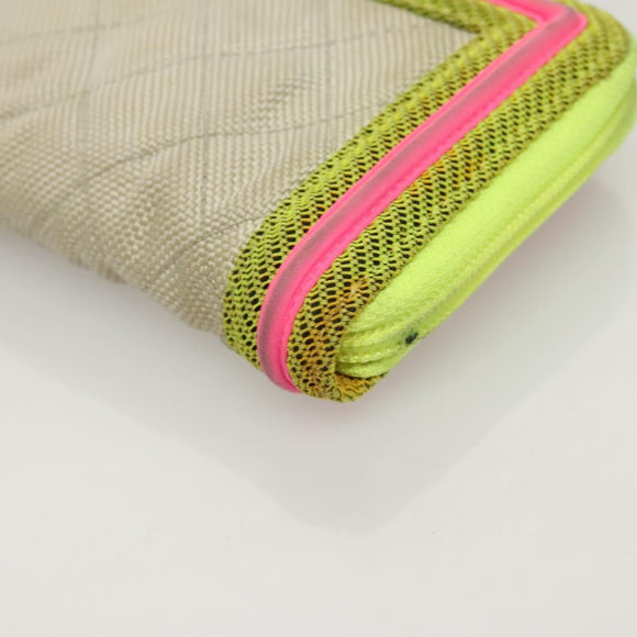CHANEL Long Wallet Nylon Yellow CC Auth 124771