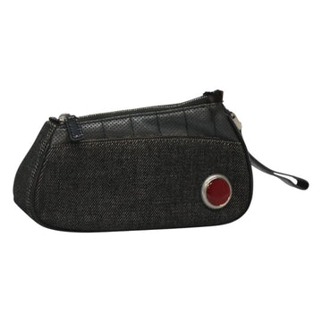 Christian Dior Accessory Pouch Canvas Black Silver Auth 124775