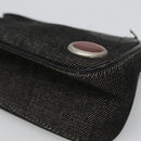 Christian Dior Accessory Pouch Canvas Black Silver Auth 124775-9