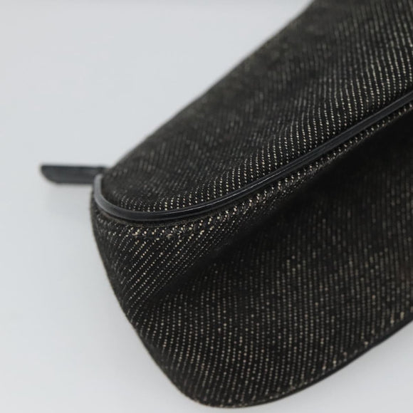 Christian Dior Accessory Pouch Canvas Black Silver Auth 124775