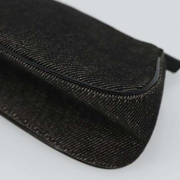 Christian Dior Accessory Pouch Canvas Black Silver Auth 124775