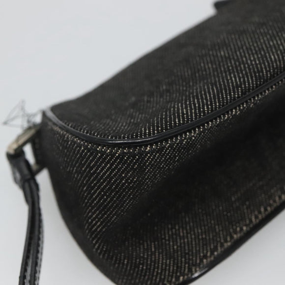 Christian Dior Accessory Pouch Canvas Black Silver Auth 124775