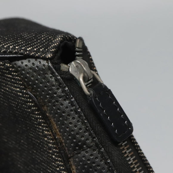 Christian Dior Accessory Pouch Canvas Black Silver Auth 124775