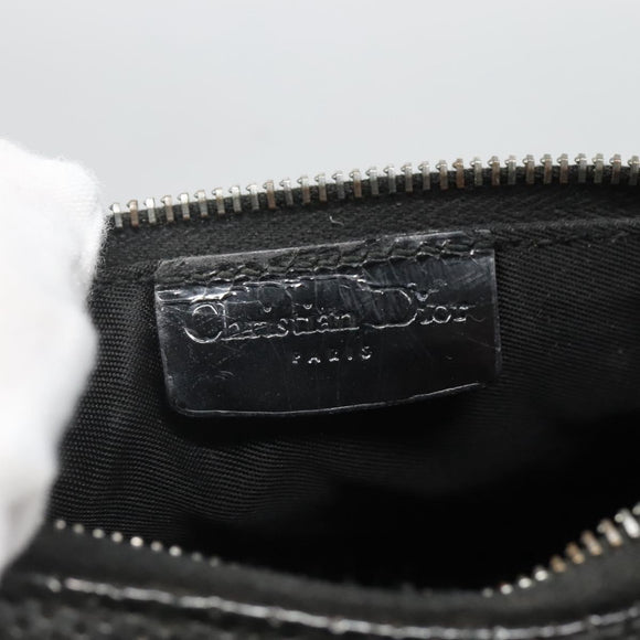 Christian Dior Accessory Pouch Canvas Black Silver Auth 124775