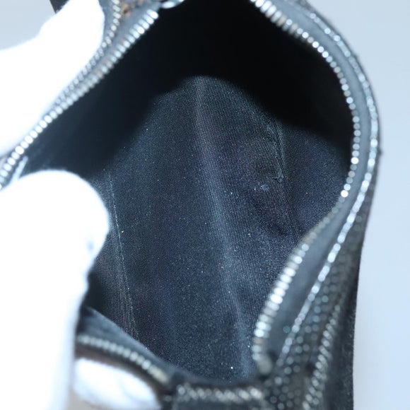 Christian Dior Accessory Pouch Canvas Black Silver Auth 124775