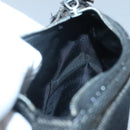 Christian Dior Accessory Pouch Canvas Black Silver Auth 124775-17