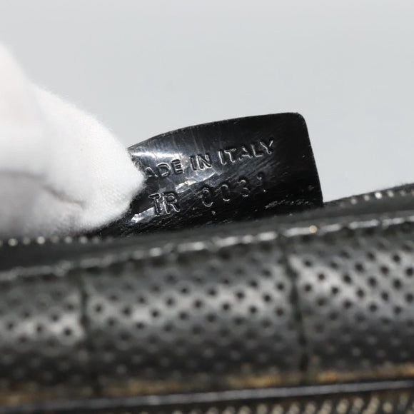 Christian Dior Accessory Pouch Canvas Black Silver Auth 124775