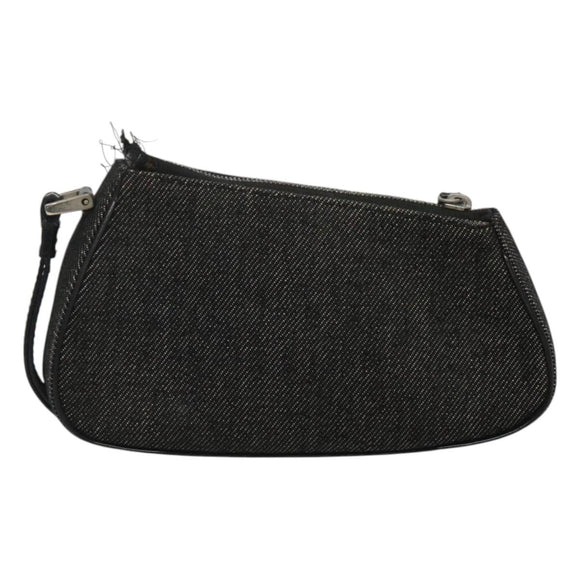 Christian Dior Accessory Pouch Canvas Black Silver Auth 124775