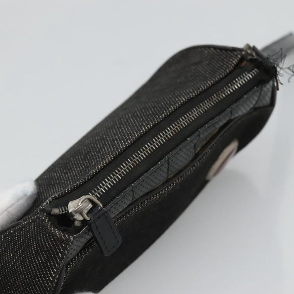 Christian Dior Accessory Pouch Canvas Black Silver Auth 124775