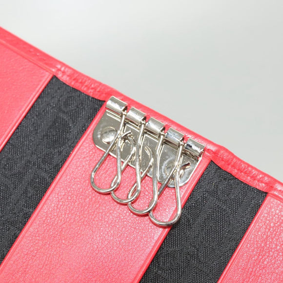 Christian Dior Hardcore Key Case Canvas White Red Auth 124776