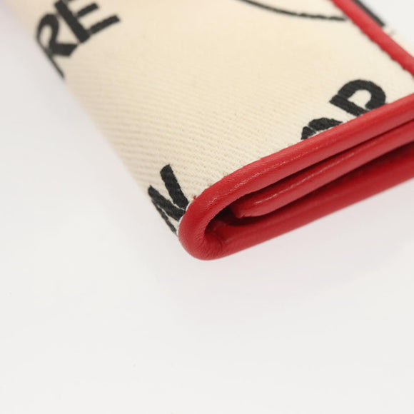Christian Dior Hardcore Key Case Canvas White Red Auth 124776