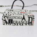 BALENCIAGA Hand Bag Leather 2way White Silver 593826 Auth 124781-11