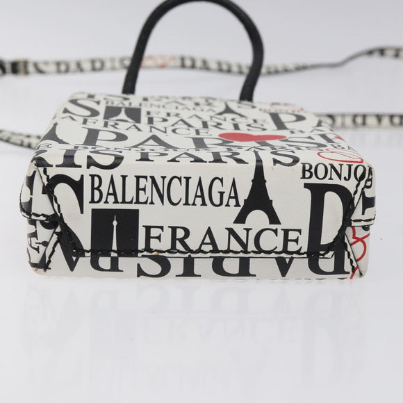 BALENCIAGA Hand Bag Leather 2way White Silver 593826 Auth 124781