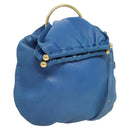 BALLY Shoulder Bag Leather Blue Gold Auth 124787-1