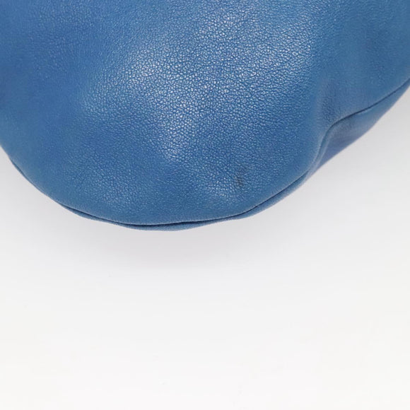 BALLY Shoulder Bag Leather Blue Gold Auth 124787