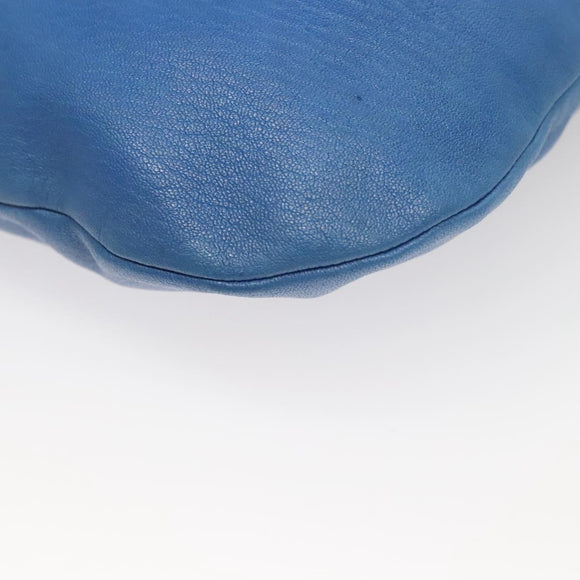 BALLY Shoulder Bag Leather Blue Gold Auth 124787