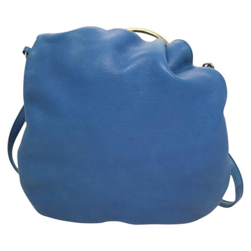 BALLY Shoulder Bag Leather Blue Gold Auth 124787 - 0