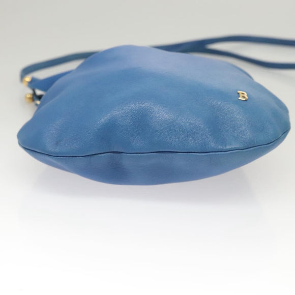 BALLY Shoulder Bag Leather Blue Gold Auth 124787