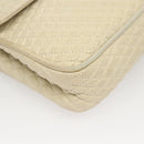 BALLY Chain Shoulder Bag Leather White Gold Auth 124788-10