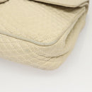 BALLY Chain Shoulder Bag Leather White Gold Auth 124788-15