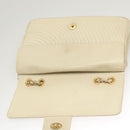 BALLY Chain Shoulder Bag Leather White Gold Auth 124788-15