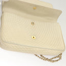 BALLY Chain Shoulder Bag Leather White Gold Auth 124788-16
