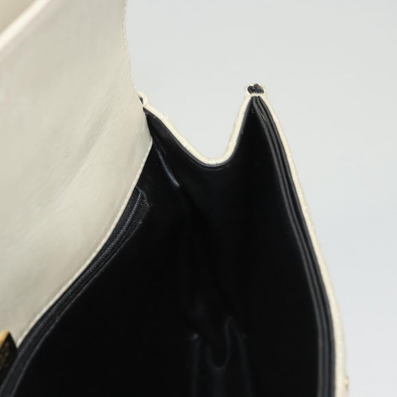 BALLY Chain Shoulder Bag Leather White Gold Auth 124788