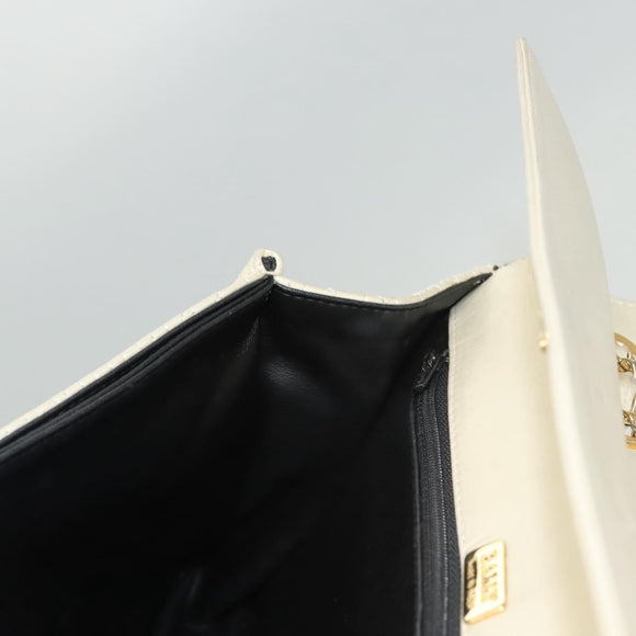 BALLY Chain Shoulder Bag Leather White Gold Auth 124788