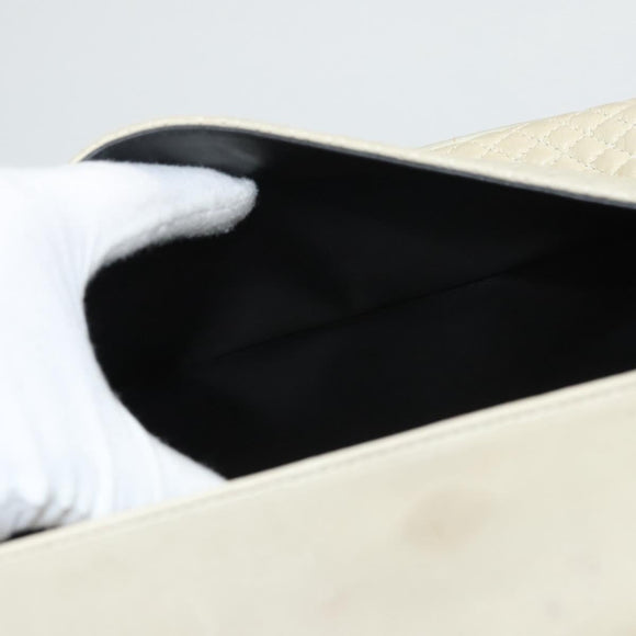 BALLY Chain Shoulder Bag Leather White Gold Auth 124788