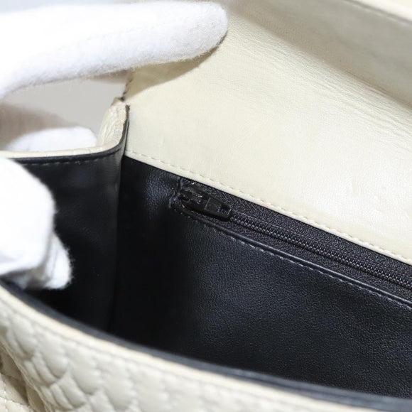 BALLY Chain Shoulder Bag Leather White Gold Auth 124788