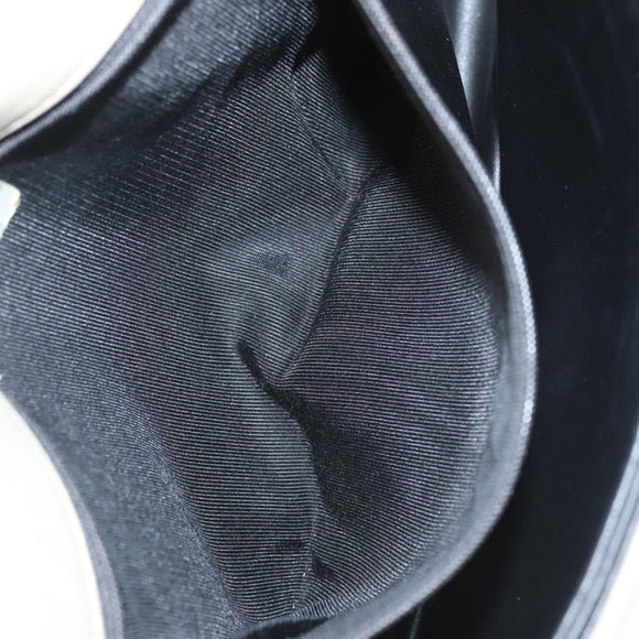 BALLY Chain Shoulder Bag Leather White Gold Auth 124788