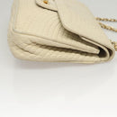 BALLY Chain Shoulder Bag Leather White Gold Auth 124788-3