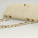 BALLY Chain Shoulder Bag Leather White Gold Auth 124788-6