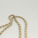 BALLY Chain Shoulder Bag Leather White Gold Auth 124788-8