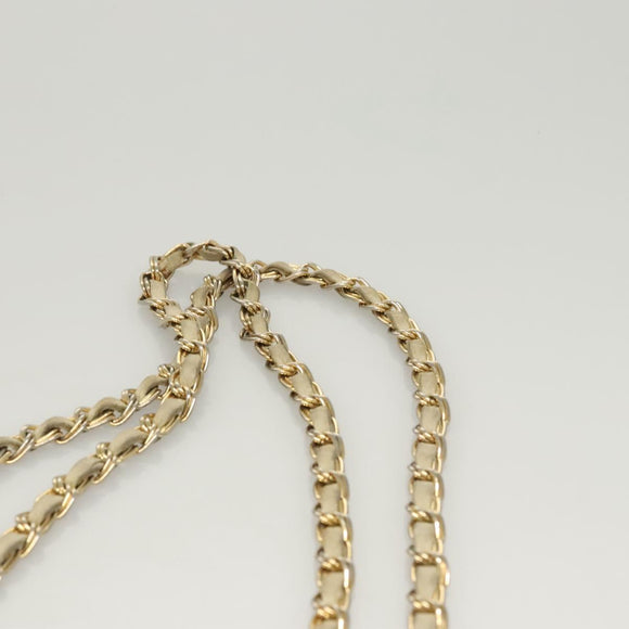 BALLY Chain Shoulder Bag Leather White Gold Auth 124788