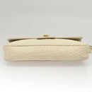BALLY Chain Shoulder Bag Leather White Gold Auth 124788-9