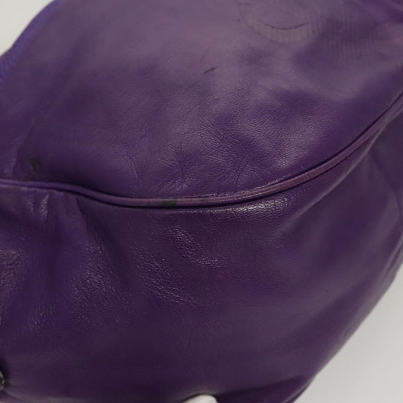 LOEWE Anagram Shoulder Bag Leather Purple Gold Auth 124789