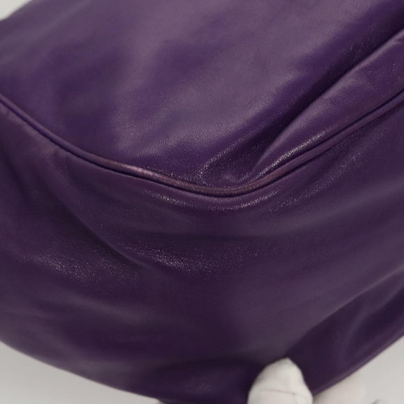 LOEWE Anagram Shoulder Bag Leather Purple Gold Auth 124789