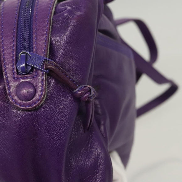 LOEWE Anagram Shoulder Bag Leather Purple Gold Auth 124789