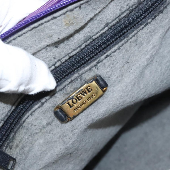 LOEWE Anagram Shoulder Bag Leather Purple Gold Auth 124789