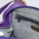 LOEWE Anagram Shoulder Bag Leather Purple Gold Auth 124789-20