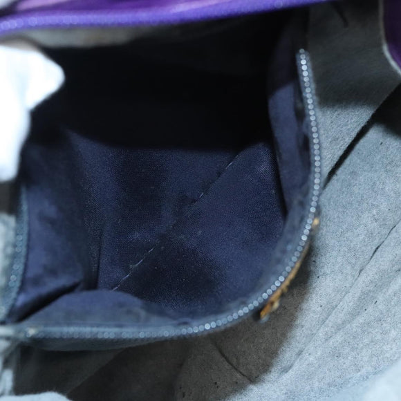 LOEWE Anagram Shoulder Bag Leather Purple Gold Auth 124789